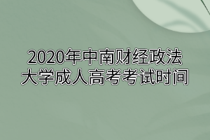 2020年中南财经政法大学成人高考考试时间