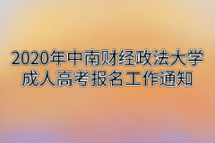 2020年中南财经政法大学成人高考报名工作通知