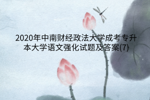 2020年中南财经政法大学成考专升本大学语文强化试题及答案(7)