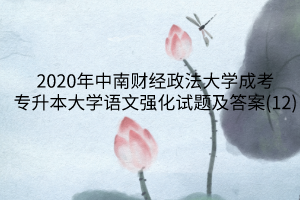 2020年中南财经政法大学成考专升本大学语文强化试题及答案(12)