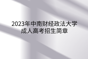 2023年中南财经政法大学成人高考招生简章