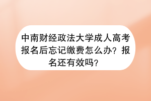 中南财经政法大学成人高考报名后忘记缴费怎么办？报名还有效吗？