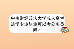 中南财经政法大学成人高考法学专业毕业可以考公务员吗？